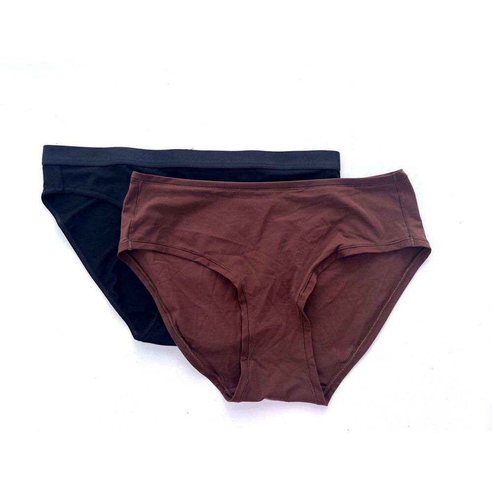 Quince Women's Underwear 2-Pack Seamless Panties XS Brown & Black